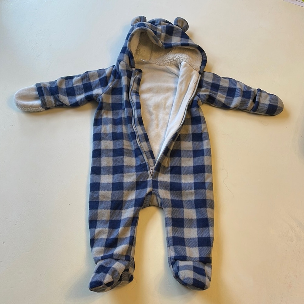 Old Navy navy/cream fleece onesie